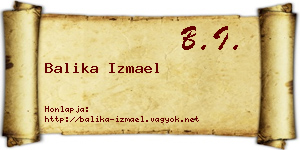 Balika Izmael névjegykártya
